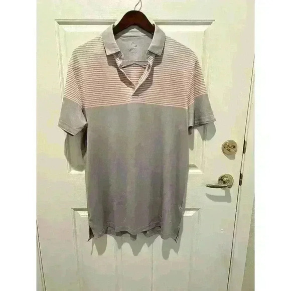 🆕 Head Golf Men's Polo Size Large Pink gray striped - Picture 1 of 8